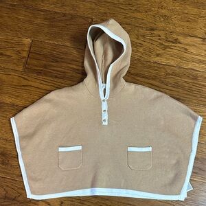 Janie and Jack Tan Poncho with White Edging